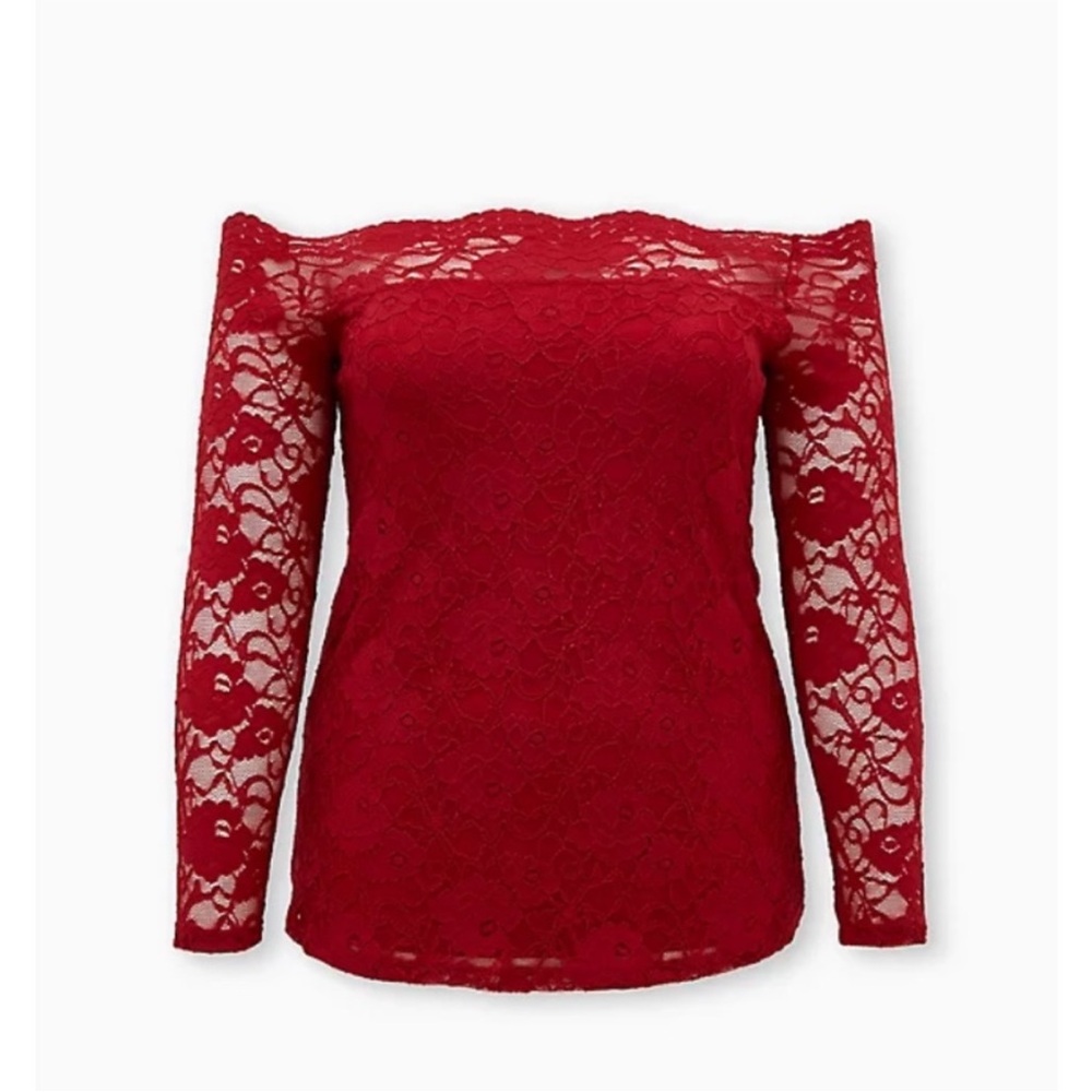 NWT torrid off the shoulder red lace top